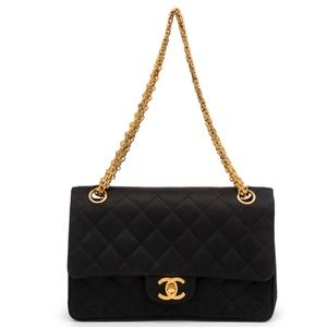 Chanel Double Flap in Quilted Black Satin